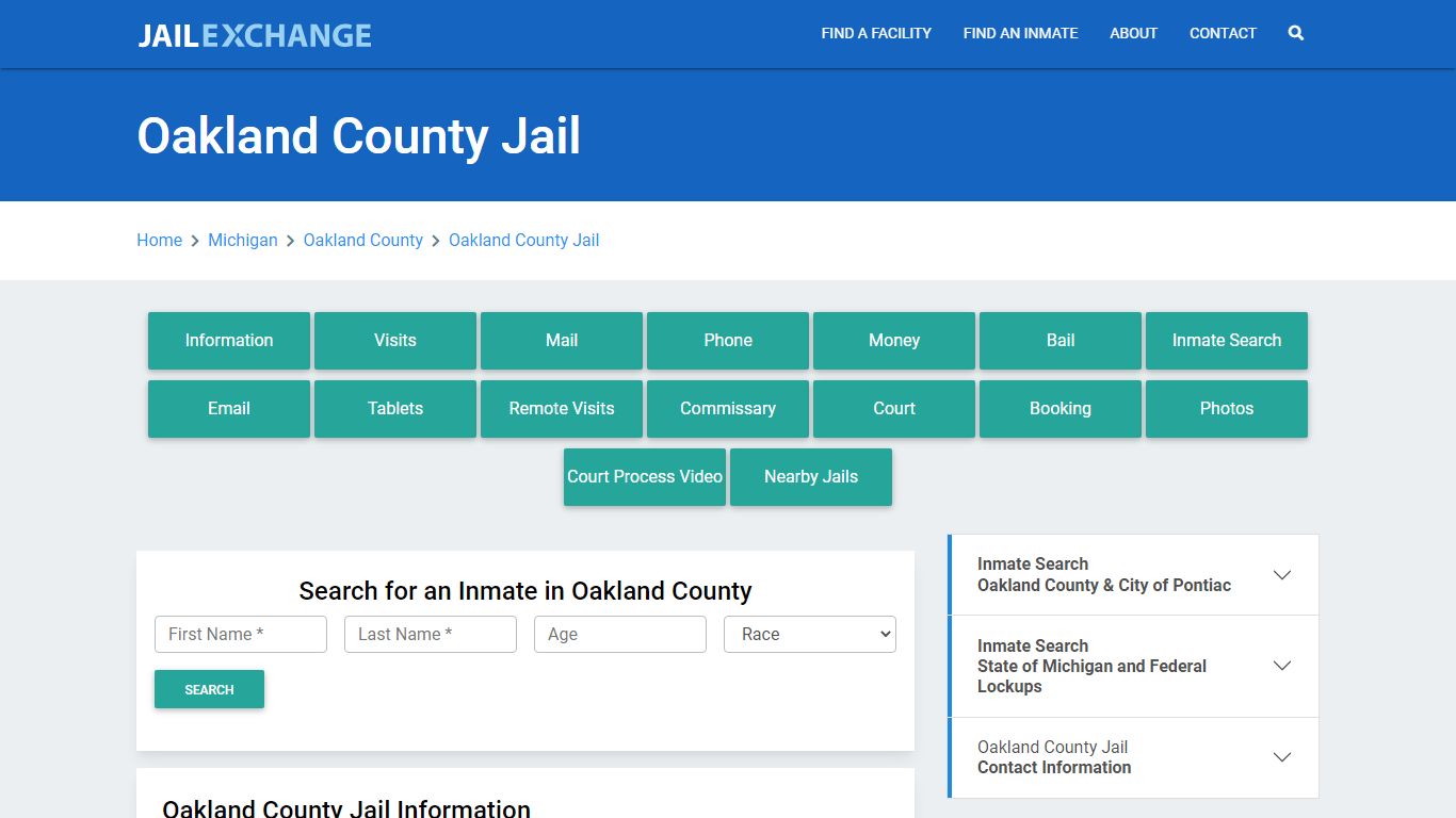 Oakland County Jail Roster Lookup, MI, Inmate Search