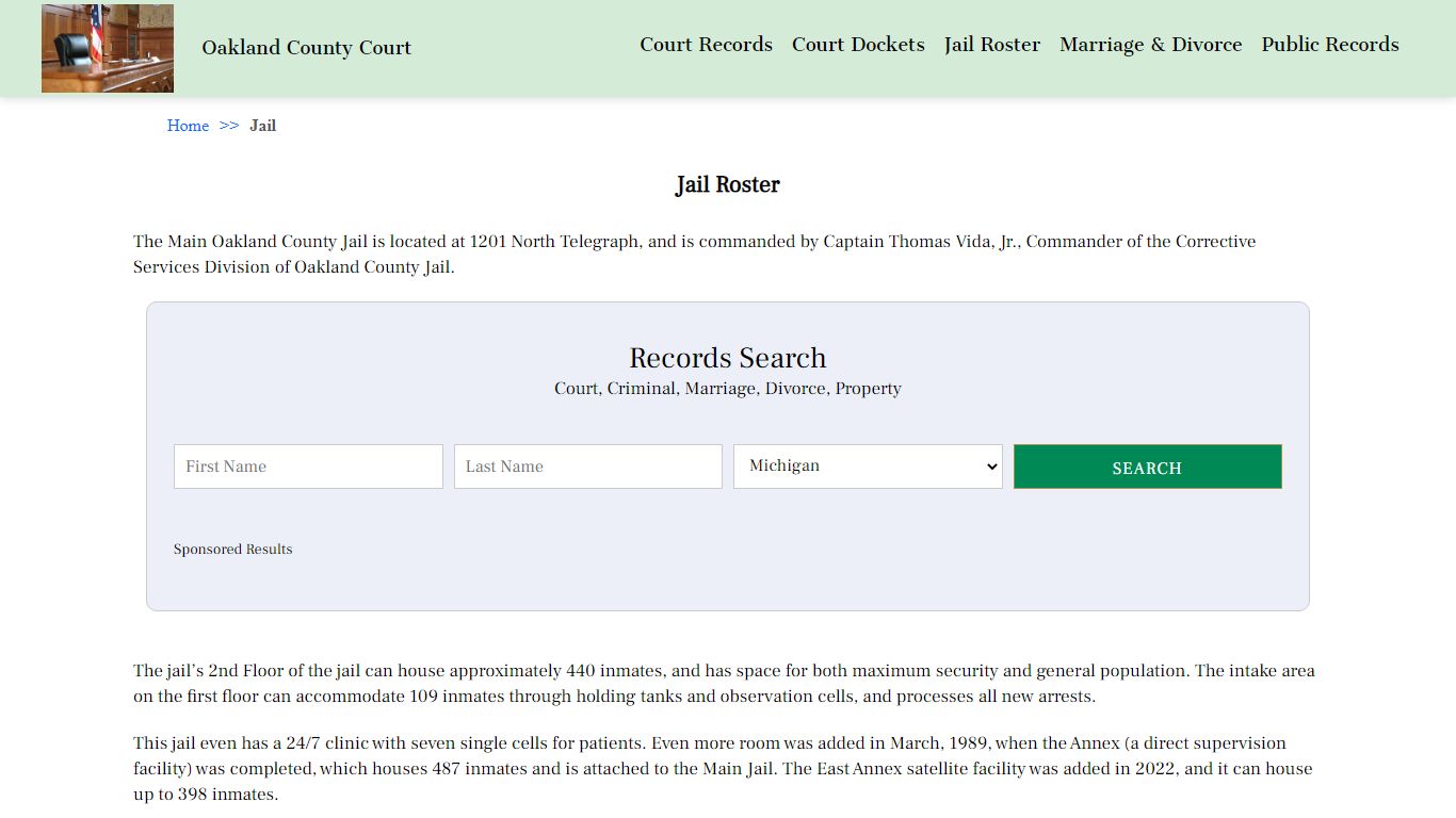 Jail Roster - Oakland County Court